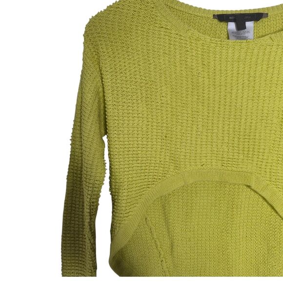 BCBGMaxAzria Bright Lime Cropped Crew Neck Sweater with Ribbed Knit Size XXS - Picture 6 of 8